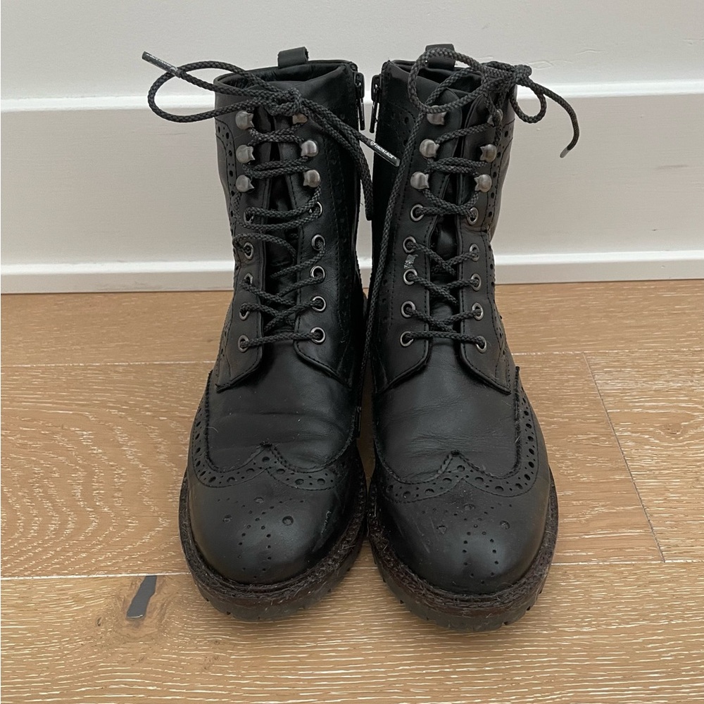 Dune London Black Leather Ankle Boots - Picture 2 of 6